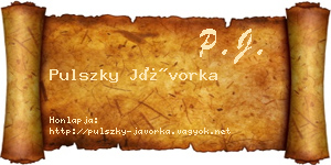 Pulszky Jávorka névjegykártya